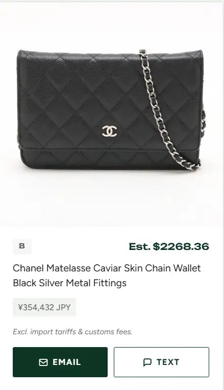 Black chanel matelasse caviar skin chain wallet with silver metal fittings.