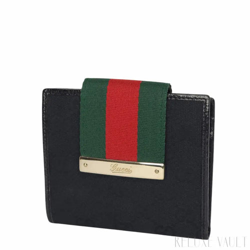 Load image 1 in gallery view. Black GG French Wallet