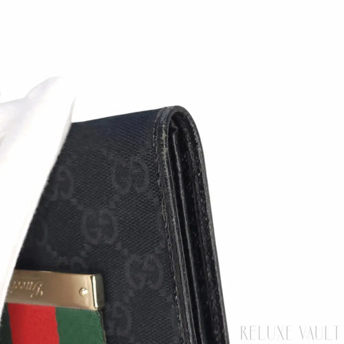 Load image 1 in gallery view. Black GG French Wallet