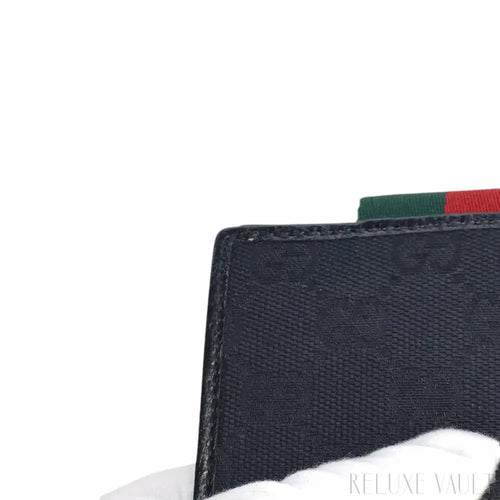 Load image 1 in gallery view. Black GG French Wallet