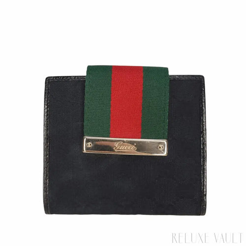 Load image 1 in gallery view. Black GG French Wallet