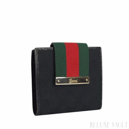 Load image 1 in gallery view. Black GG French Wallet