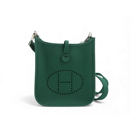 Load image 1 in gallery view. Green handbag with a H logo on a white background