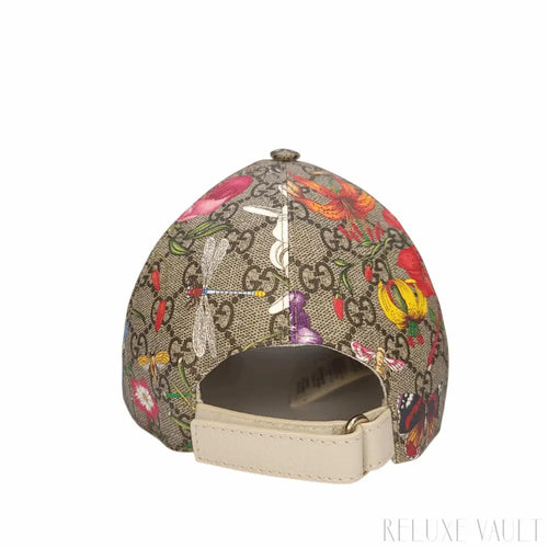 Load image 1 in gallery view. Gucci GG Supreme Flora Baseball Cap White