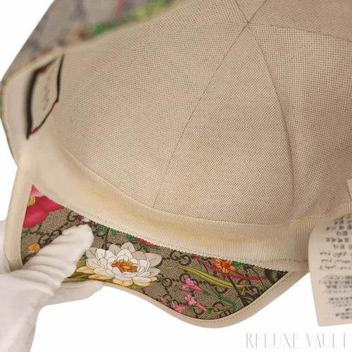Load image 1 in gallery view. Gucci GG Supreme Flora Baseball Cap White