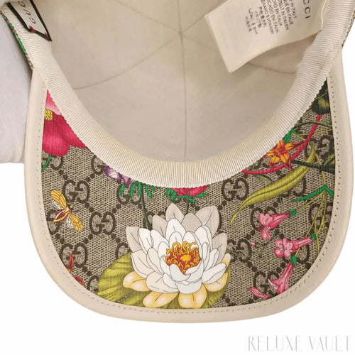 Load image 1 in gallery view. Gucci GG Supreme Flora Baseball Cap White