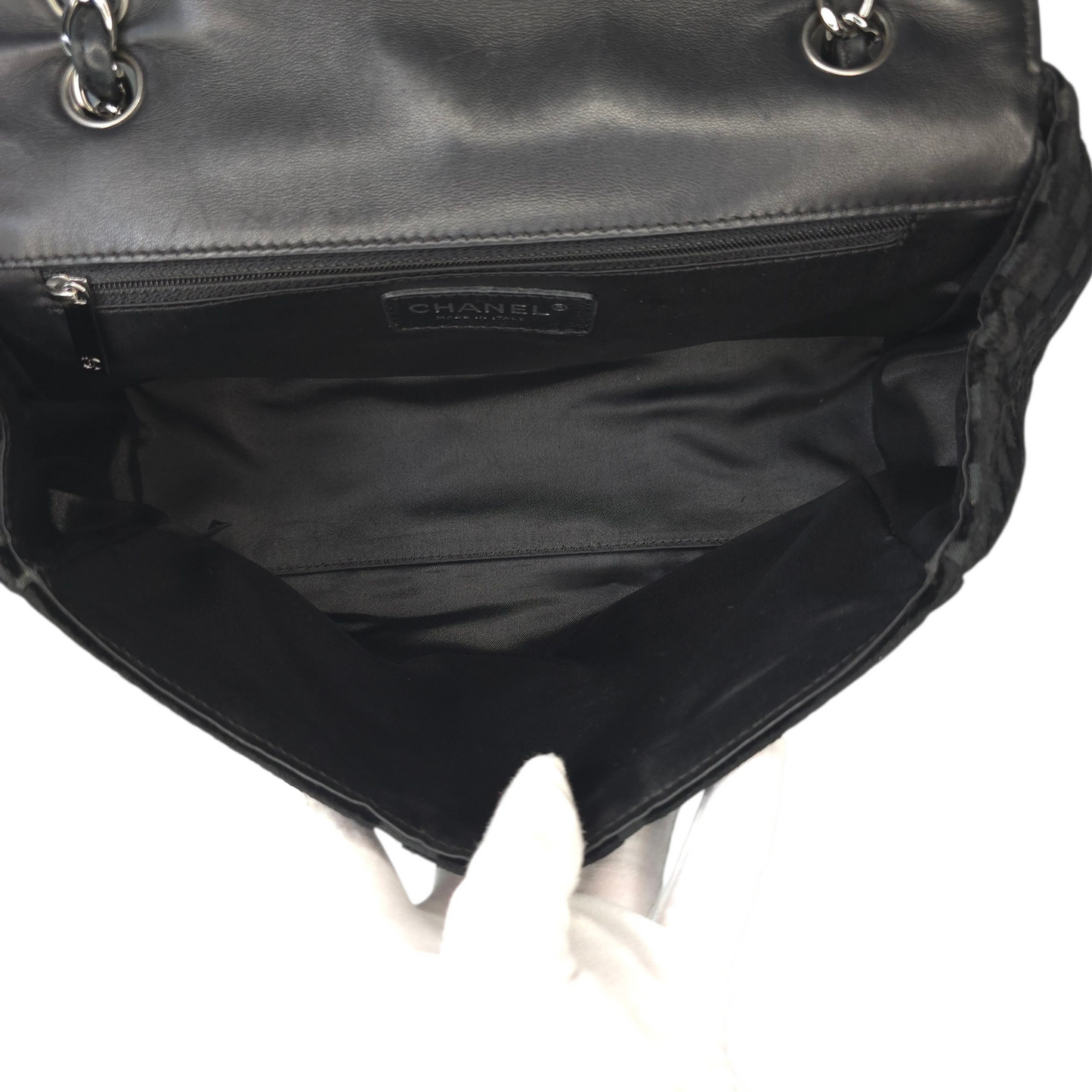 CC Velvet Checkered Flap Bag-Chanel-Reluxe Vault