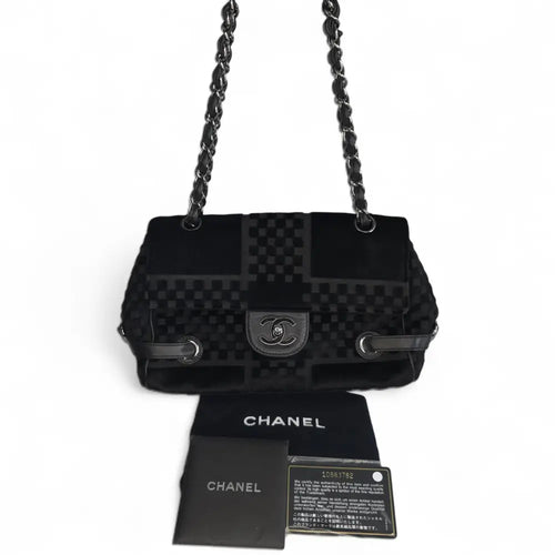 Load image 1 in gallery view. CC Velvet Checkered Flap Bag-Chanel-Reluxe Vault