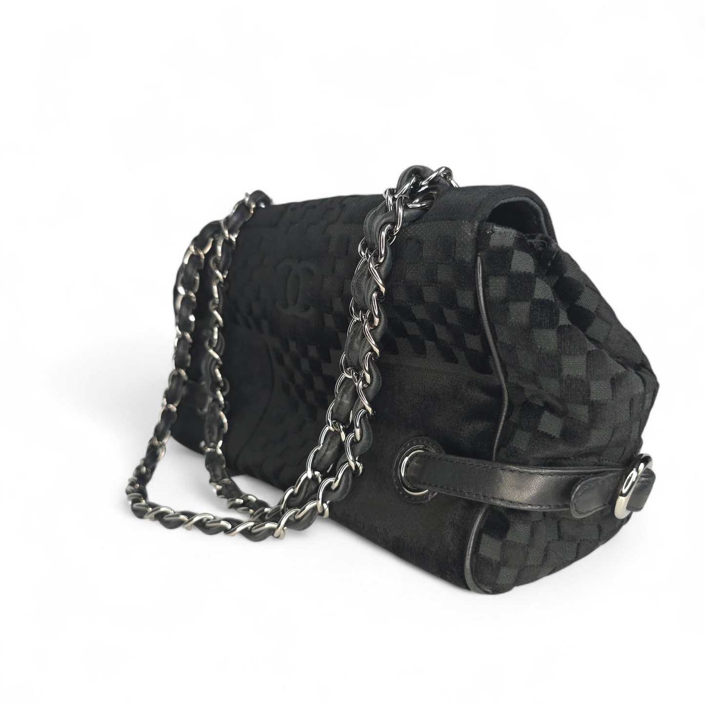 CC Velvet Checkered Flap Bag-Chanel-Reluxe Vault