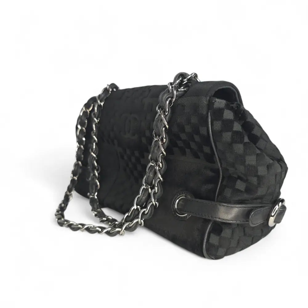 CC Velvet Checkered Flap Bag-Chanel-Reluxe Vault