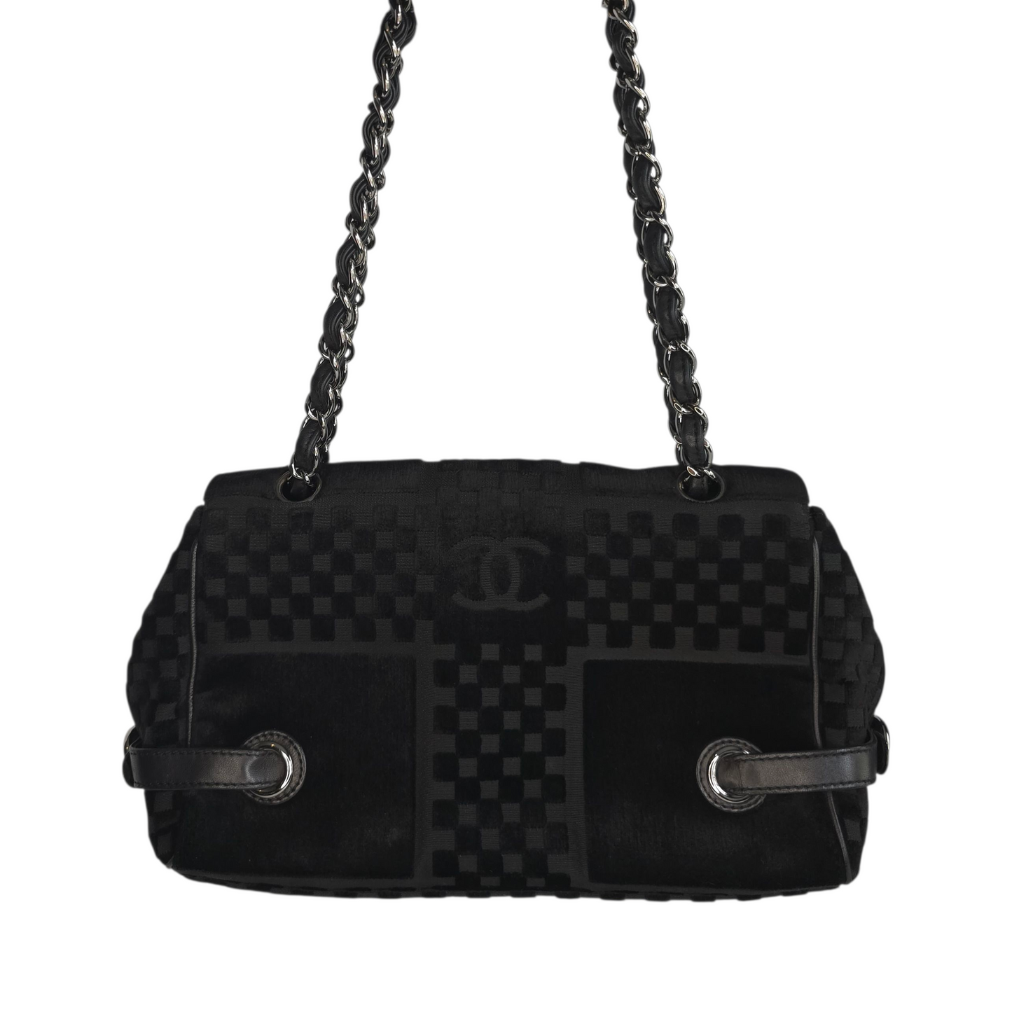 CC Velvet Checkered Flap Bag-Chanel-Reluxe Vault