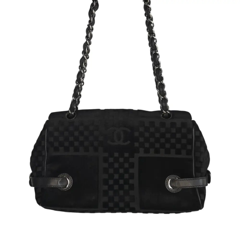 CC Velvet Checkered Flap Bag-Chanel-Reluxe Vault