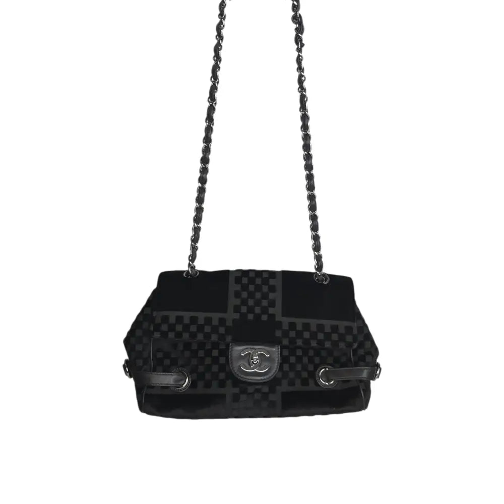CC Velvet Checkered Flap Bag-Chanel-Reluxe Vault