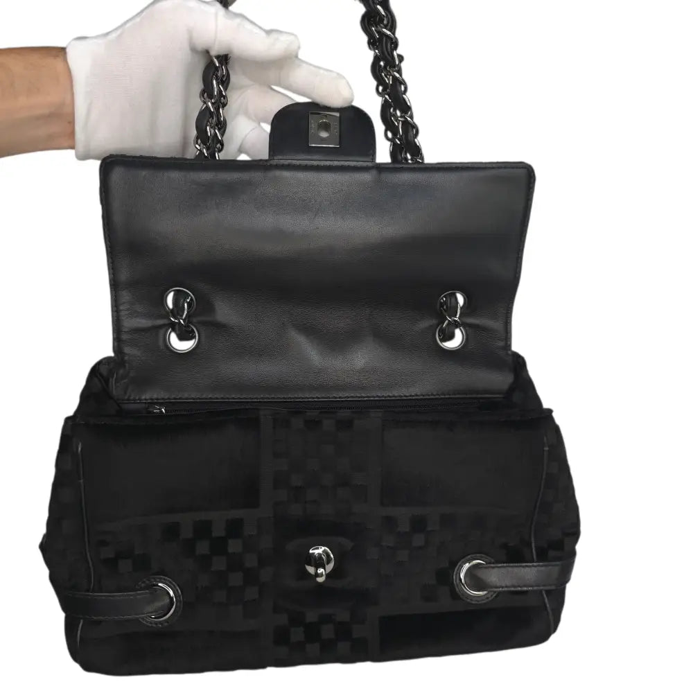 CC Velvet Checkered Flap Bag-Chanel-Reluxe Vault