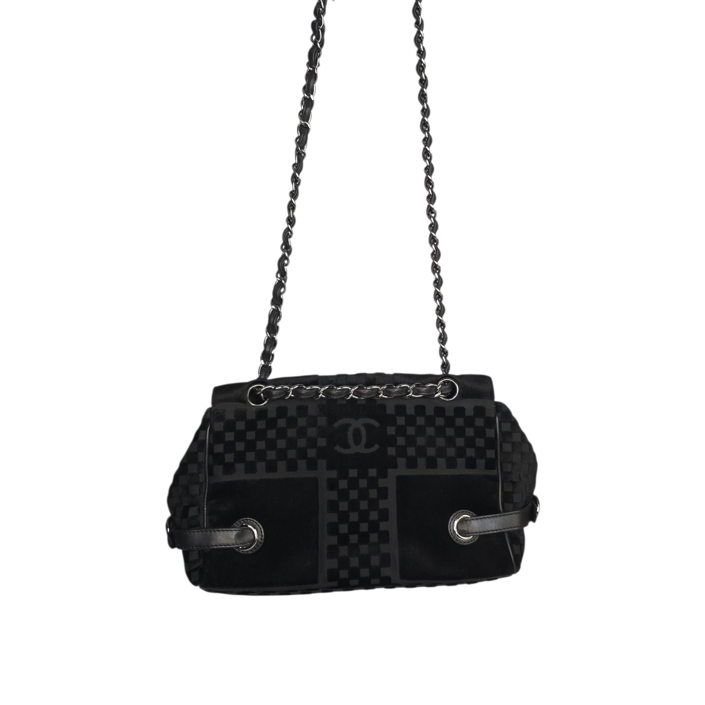 CC Velvet Checkered Flap Bag-Chanel-Reluxe Vault
