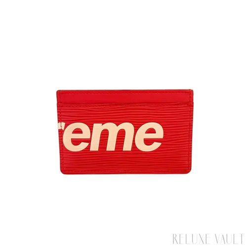 Load image 1 in gallery view. Louis Vuitton x Supreme Epi Porte Carte Card Holder Case