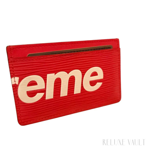 Load image 1 in gallery view. Louis Vuitton x Supreme Epi Porte Carte Card Holder Case