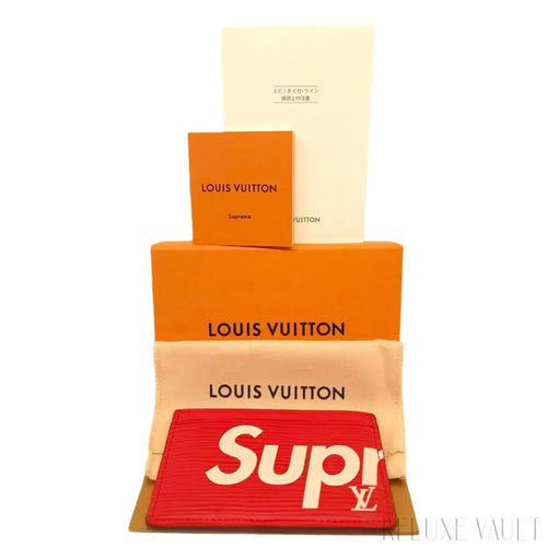 Load image 1 in gallery view. Louis Vuitton x Supreme Epi Porte Carte Card Holder Case