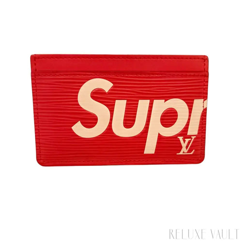 Load image 1 in gallery view. Louis Vuitton x Supreme Epi Porte Carte Card Holder Case
