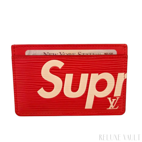 Load image 1 in gallery view. Louis Vuitton x Supreme Epi Porte Carte Card Holder Case