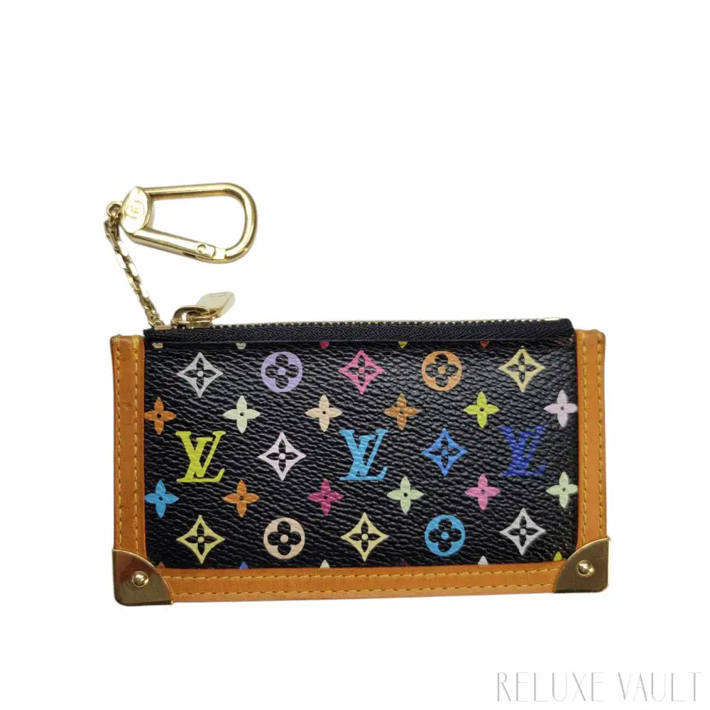 Multicolor Pochette Cles Coin Purse Black