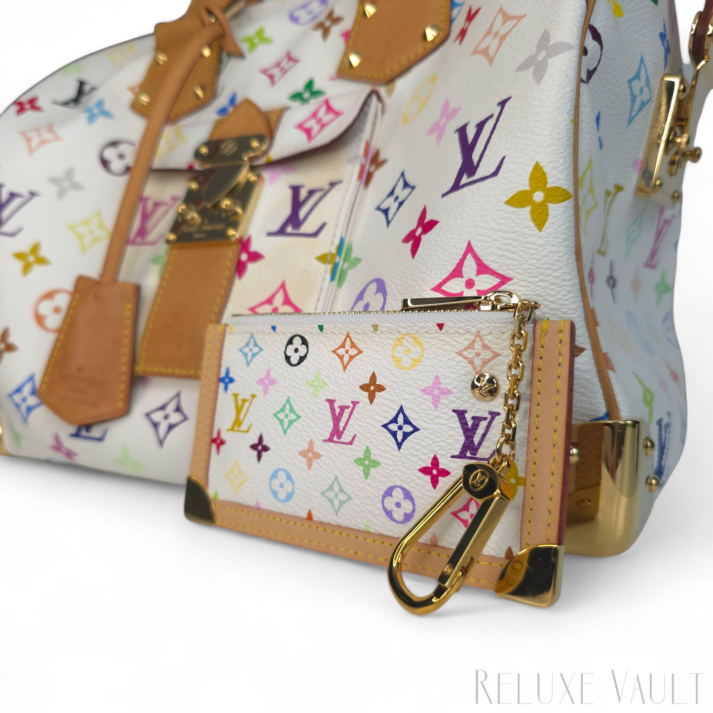 *Fantastic Condition* Multicolor Pochette Cles Coin Purse White-Louis Vuitton-Reluxe Vault
