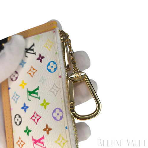 Load image 1 in gallery view. *Fantastic Condition* Multicolor Pochette Cles Coin Purse White-Louis Vuitton-Reluxe Vault