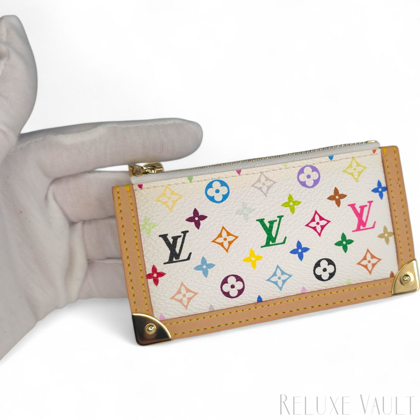 *Fantastic Condition* Multicolor Pochette Cles Coin Purse White-Louis Vuitton-Reluxe Vault