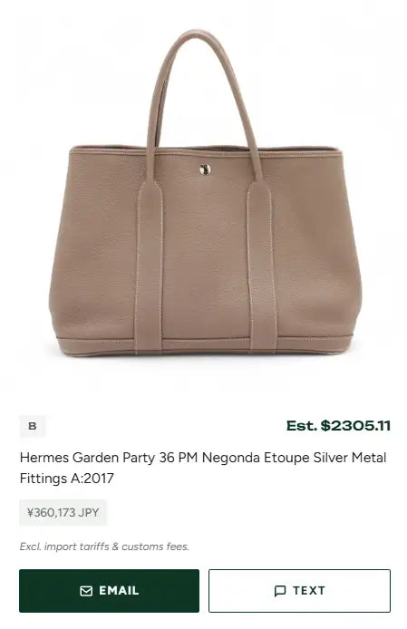 A taupe leather hermes garden party 36 pm tote bag with silver metal fittings.