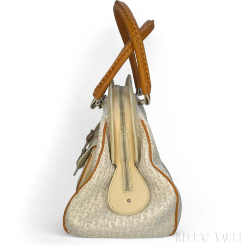 Load image 1 in gallery view. Vintage Large Diorissimo Trotter Canvas My Dior Frame Pocket handbag