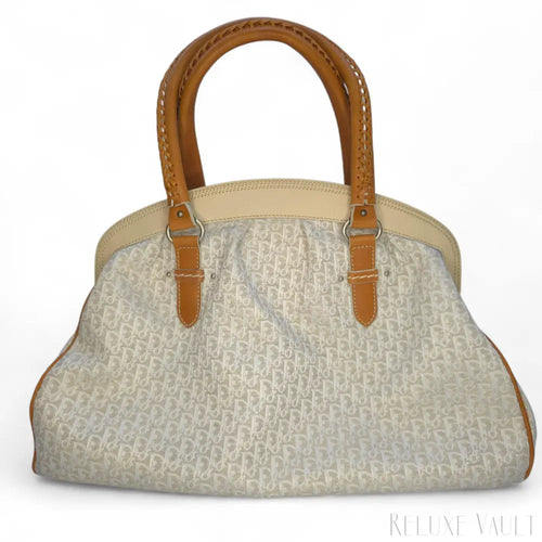 Load image 1 in gallery view. Vintage Large Diorissimo Trotter Canvas My Dior Frame Pocket handbag