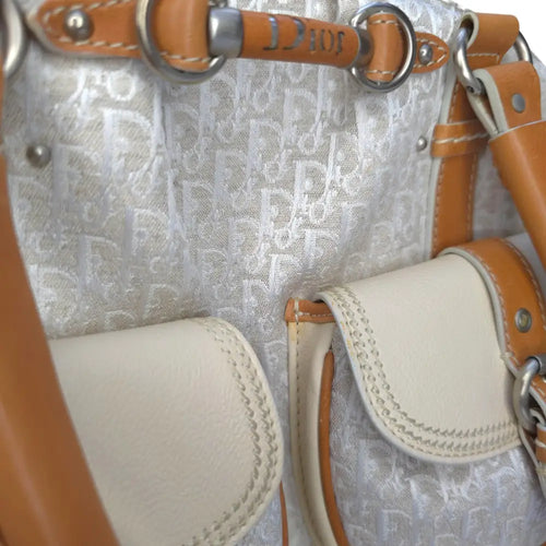 Load image 1 in gallery view. Vintage Large Diorissimo Trotter Canvas My Dior Frame Pocket handbag